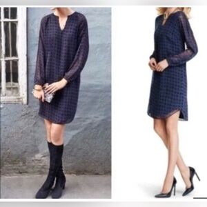 2 for $30 sale: Cabi purple black sheer long sleeve harlequin shift dress - L